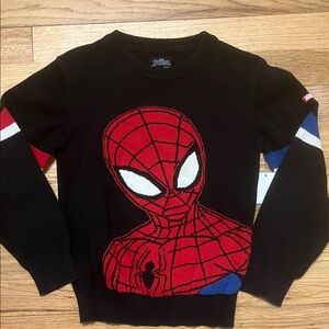 Marvel Spider-Man Kids Black Knit Crewneck Sweater Size 5/6